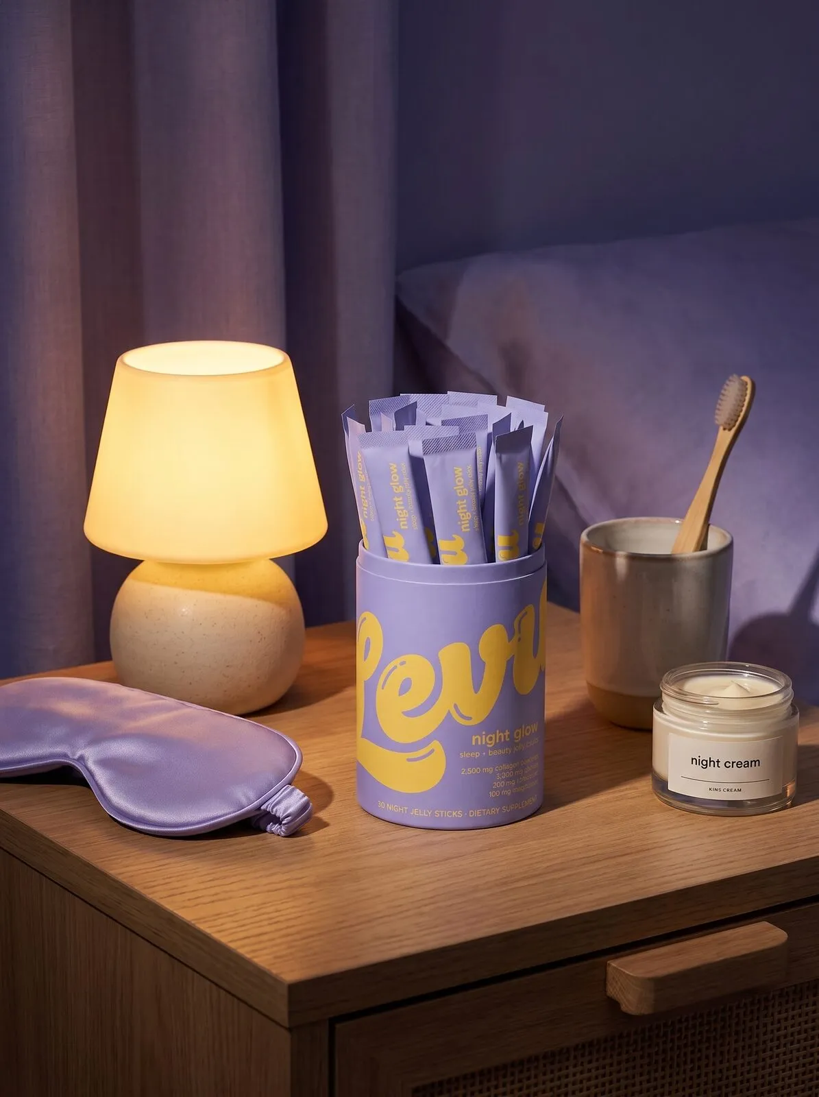 Night Glow on a lamp-lit bedside table